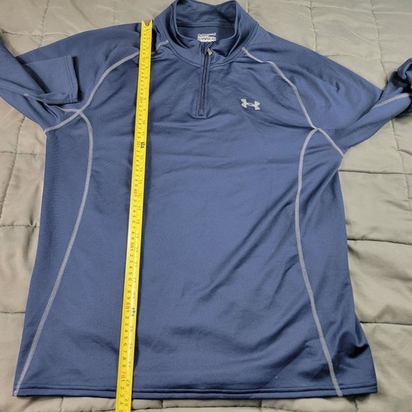 Under Armour Mens 2XL ColdGear Fitted 1/4 Zip Dark Blue Sweater Long Sleeve - Picture 7 of 8